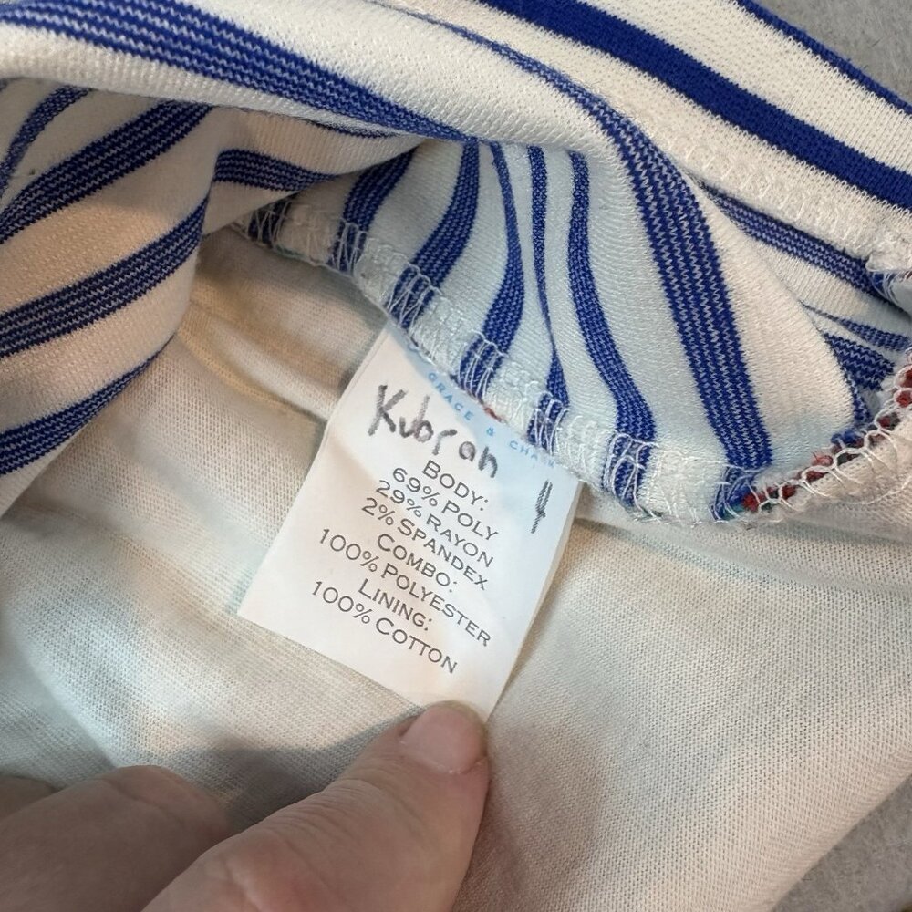 Draper James Striped Top Short Sleeve Embroidered Floral Size Small Boho, Casual - Picture 9 of 9